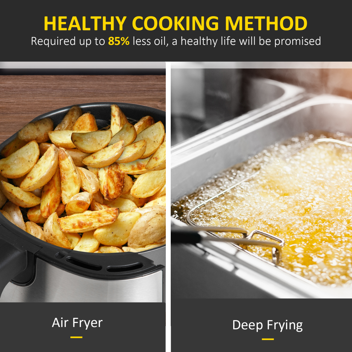 HOMCOM 1700W Air Fryer 6.5L Digital Timer LED Low Fat Rapid Air Fryer Oven