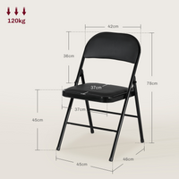 HOMCOM 4 Pack Padded Folding Chairs with Cushioned Seat and Metal Frame Black