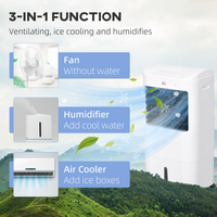 HOMCOM 3-in-1 Air Cooler Fan & Ice, Oscillation, Humidify, Wheels, Timer, UK