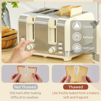 HOMCOM Cream 1.7L 3000W Electric Kettle & 4-Slice Toaster Set, 7-Level Browning