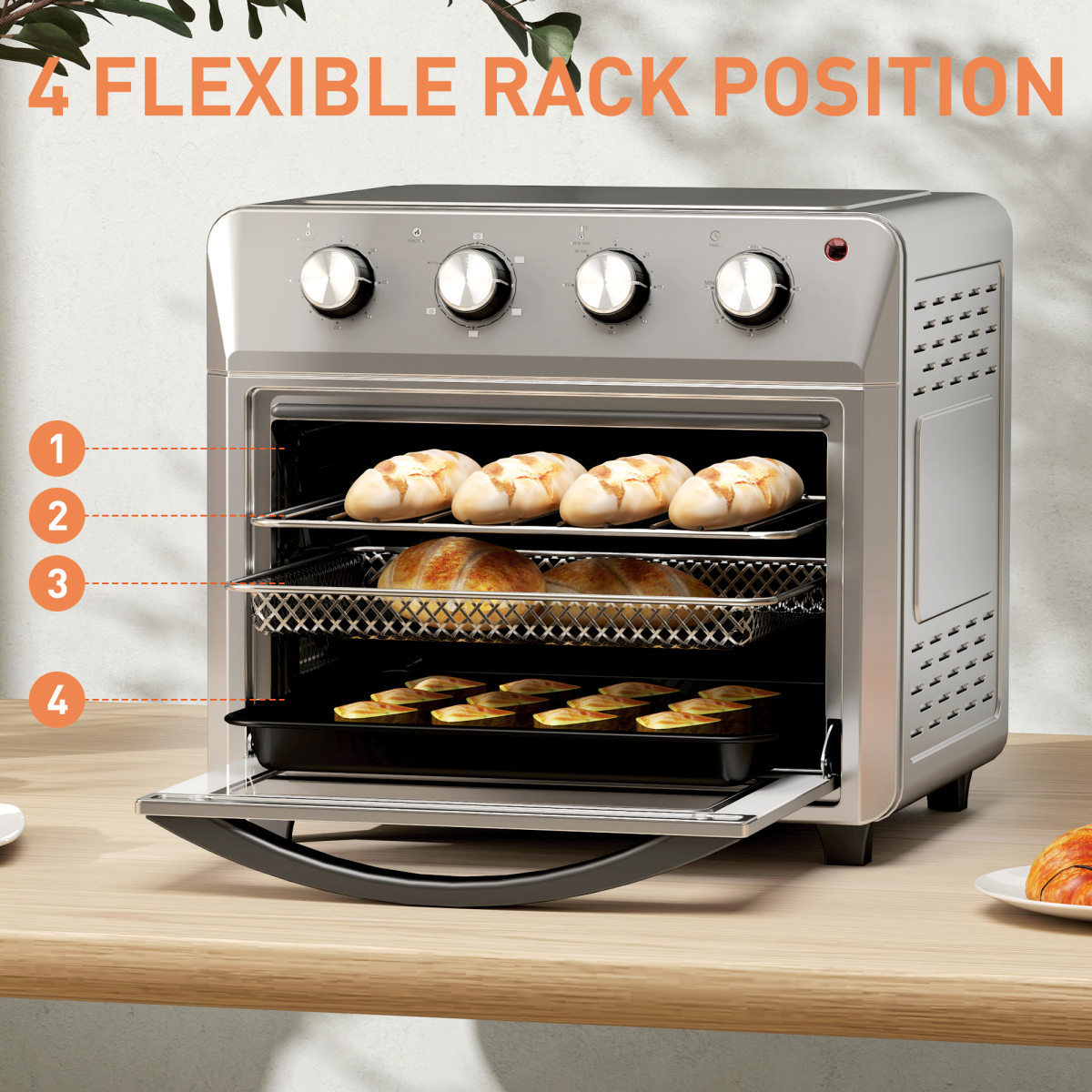 HOMCOM 24L Air Fryer Oven 1600W 90-230°C Grill Bake Roast Compact 7 Modes