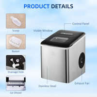 HOMCOM Portable Countertop Ice Maker Machine, Black, 9 Bullet Ice in 8 Min
