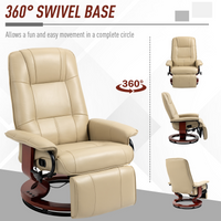 HOMCOM Ergonomic Recliner Office Chair PU Leather Lounger 145° Cream 120kg