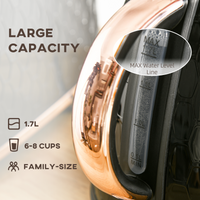 HOMCOM 1.7L Electric Kettle 3000W Fast Boil 360 Swivel Auto Shut-Off Black Pink