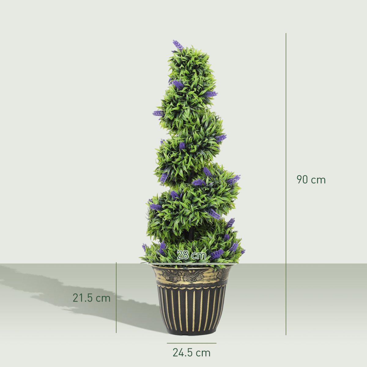 HOMCOM Set of 2 Decorative Artificial Plants with Lavender and Pot, 90cm