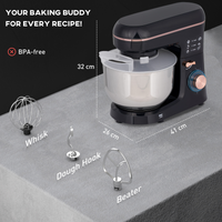1400W Stand Mixer 5L Stainless Steel Bowl 6 Speed Pulse Tilt-Head Black