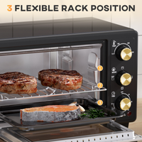 HOMCOM 16L Mini Countertop Oven 1400W Adjustable Temp Timer 100-230°C Black