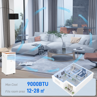 HOMCOM 9000BTU Portable Air Conditioner R290 4 Modes Timer LED Remote Wheels