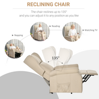 HOMCOM Power Lift Recliner Chair for Elderly, Fabric Armchair w/ Remote, Beige