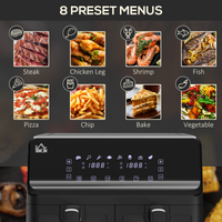 Dual Air Fryer 8L 2 Baskets 8 Presets Timer 2500W Cookbook Non-stick UK Plug