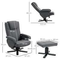 HOMCOM Rocker Swivel Recliner Chair with Footstool, Velvet Upholstered