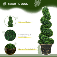 HOMCOM Set of 2 Artificial Boxwood Topiary Spiral Trees in Pots, 90cm