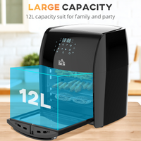 HOMCOM 12L Air Fryer Oven 8 Presets 1800W Rapid Air Circulation Rotisserie Black
