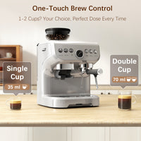 HOMCOM Espresso Machine with Bean Grinder & Steam Wand, 15 Bar, Silver
