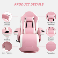 HOMCOM Pink 135° Manual Recliner Swivel Armchair PU Sofa Chair Footrest 130kg