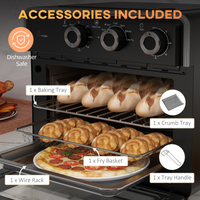 HOMCOM 20L Air Fryer Oven Mini Countertop Convection Oven 1400W Black