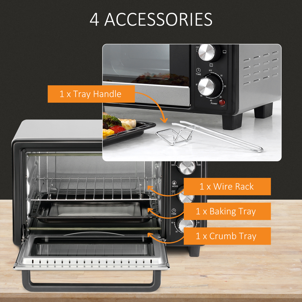 iHomeDirect 16L Mini Oven Toaster Oven with Grill Timer 1400W Adjustable Thermostat