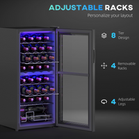 HOMCOM 86L Dual Zone Wine Cooler, Black, 5–18°C Touch Control, UV Glass Door