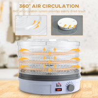 5 Tier Food Dehydrator 245W Stainless Steel Dryer Timer LCD 35-70°C White