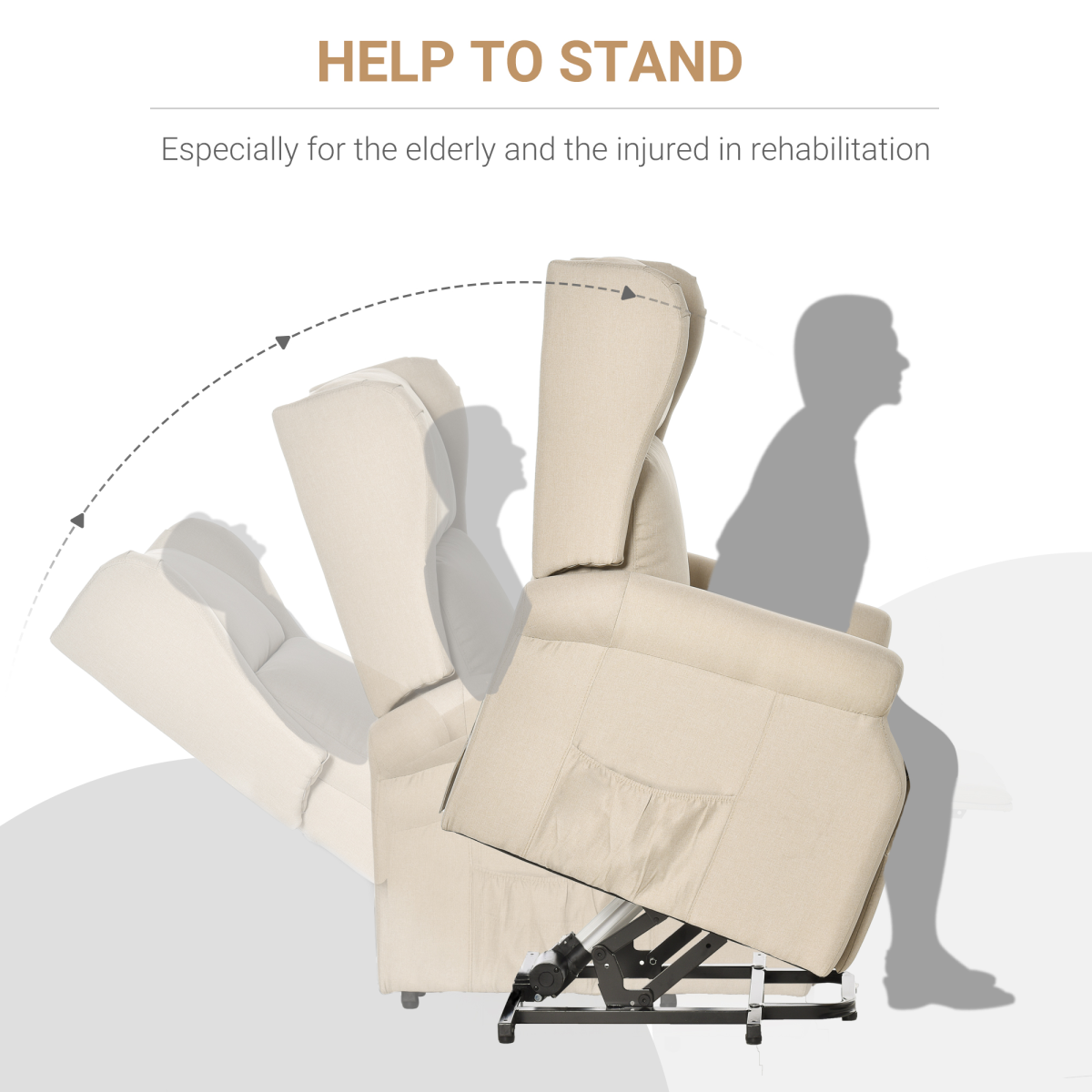 HOMCOM Power Lift Recliner Chair for Elderly, Fabric Armchair w/ Remote, Beige