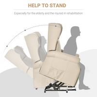 HOMCOM Power Lift Recliner Chair for Elderly, Fabric Armchair w/ Remote, Beige