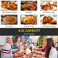 HOMCOM Air Fryer 4.5L 1500W Digital Touch, 8 Presets, Rapid Air, Timer