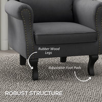 HOMCOM Vintage Armchair Wingback Accent Chair with Naihead Trim Dark Grey