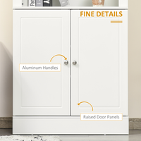 White Kitchen Cupboard Sideboard with 6-Tier Shelving, Double Door Storage