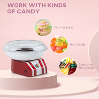 Candy Floss Machine 450W Stainless Steel Red/White 10 Bamboo Sticks UK Plug