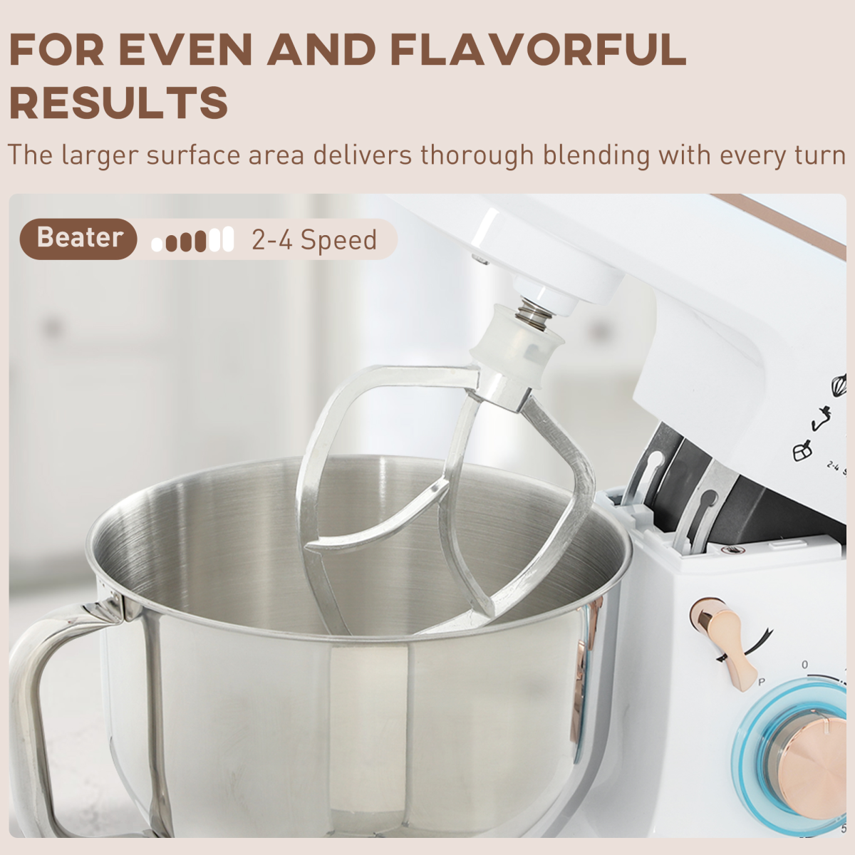 HOMCOM Electric Stand Mixer 5L 1400W Dough Hook Whisk Beater 6 Speed White