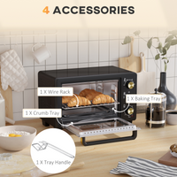 HOMCOM 16L Mini Countertop Oven 1400W Adjustable Temp Timer 100-230°C Black