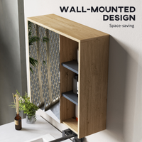 HOMCOM Bathroom Cabinet Wall Mounted Mirror Storage with Shelves Natural