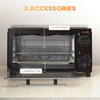 Mini Oven 9L Toaster Oven 750W Countertop Electric Grill 100-230°C Timer