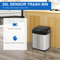 iHomeDirect 20L Stainless Steel Infrared Auto Sensor Kitchen Bin, 4xAA, Auto/Open