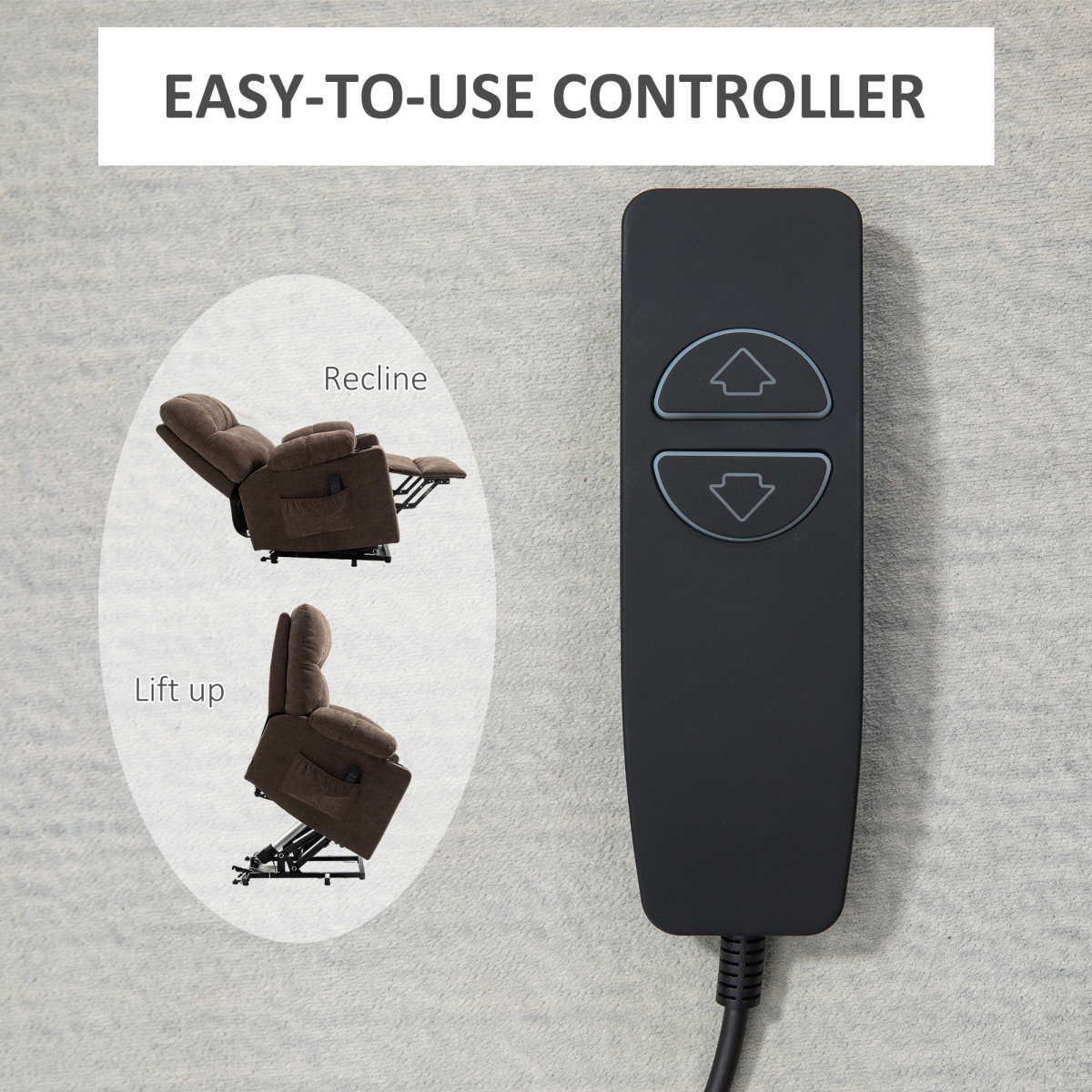 HOMCOM Heavy Duty Riser Recliner Lift Chair for Elderly, Remote, Brown 150kg