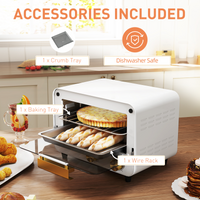 HOMCOM 12L Mini Toaster Oven 750W Countertop, Glass Door, White