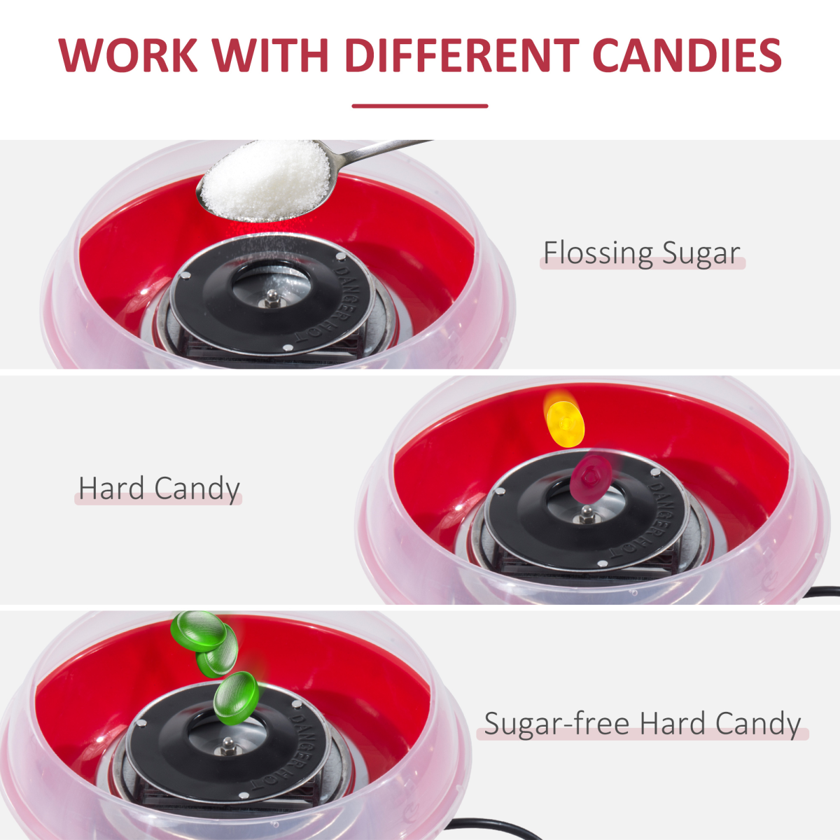Candy Floss Machine 450W Red Stainless Steel 2 Quartz Tubes Party Treats UK