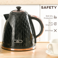 HOMCOM 1.7L Electric Kettle 3000W Fast Boil 360 Swivel Auto Shut-Off Black Pink