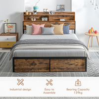 HOMCOM King Bed Frame 5.2FT with Storage Headboard & Under Bed Storage