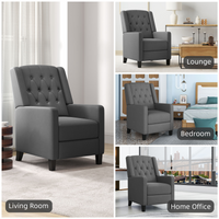 HOMCOM Button Tufted Microfibre Recliner Armchair with Push Back 135° Grey