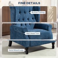 HOMCOM Manual Reclining Armchair Recliner with Footrest Royal Blue