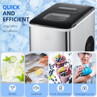 HOMCOM Portable Countertop Ice Maker Machine, Black, 9 Bullet Ice in 8 Min