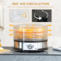 5 Tier Food Dehydrator 250W Stainless Steel Food Dryer 35–70°C Silver UK