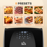 HOMCOM 12L Air Fryer Oven 8 Presets 1800W Rapid Air Circulation Rotisserie Black