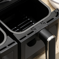 Dual Air Fryer 8L 2 Baskets 8 Presets Timer 2500W Cookbook Non-stick UK Plug
