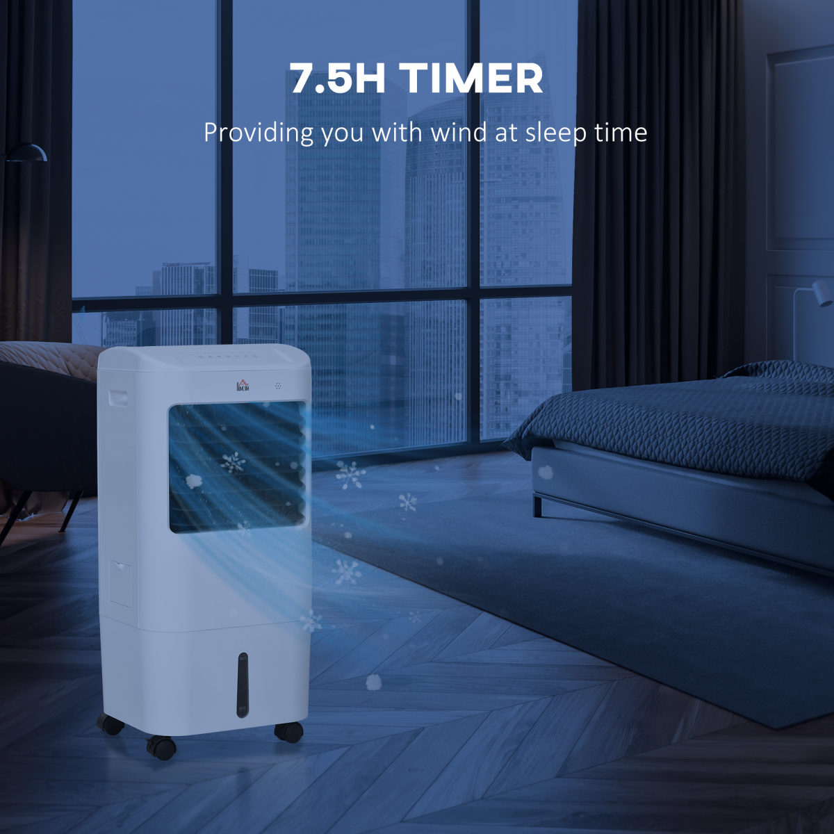 HOMCOM 3-in-1 Air Cooler Fan & Ice, Oscillation, Humidify, Wheels, Timer, UK