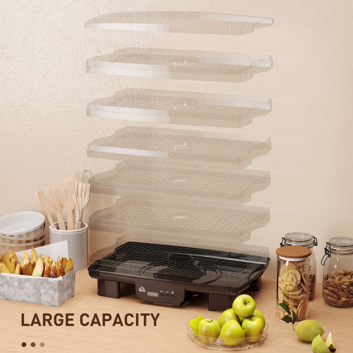 HOMCOM 6-Tray Food Dehydrator Machine, 40–70°C Fruit Meat Veg Dryer, Black