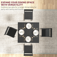 HOMCOM 3 Piece Dining Table Set with Metal Frame, Black