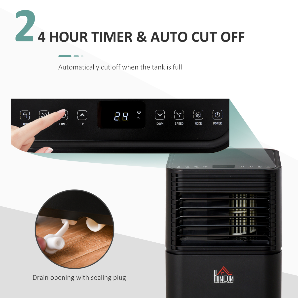 5000 BTU Portable Air Conditioner 4-in-1 4 Modes LED Timer Remote R290 HOMCOM