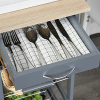 Kitchen Island Trolley Cart w/ 4 Baskets, Drawer & Side Racks Dark Grey